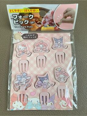 BNIB Japan Sanrio Hello Kitty Melody Kuromi Mini Fruit Snack Fork Food Picks set